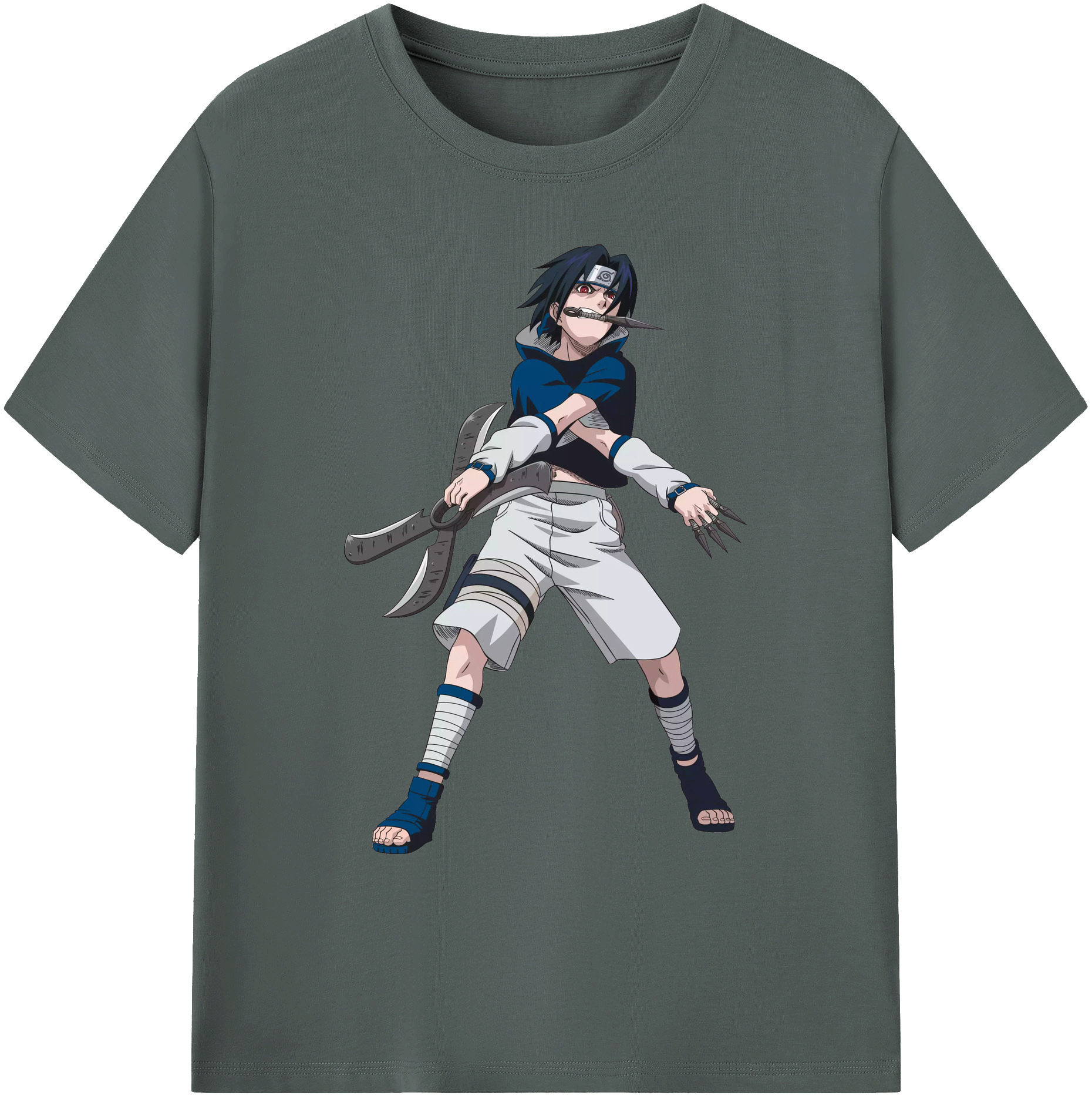 （画像用） NARUTO -ナルト- うちは サスケ Uchiha Sasuke 綿100％ メンズ半袖Tシャツ｜肌触りやわらか＆通気性